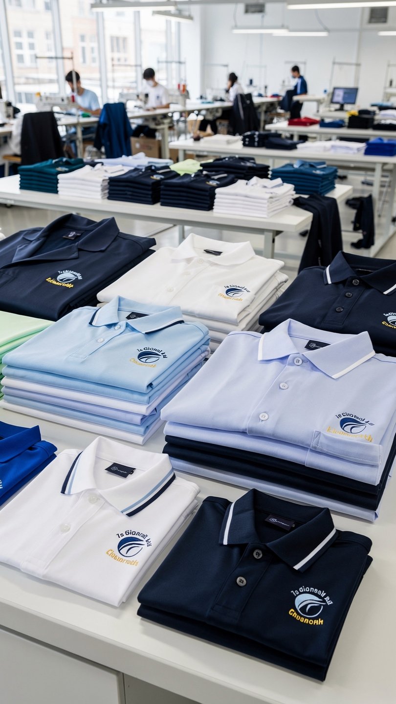 School uniform production batch display