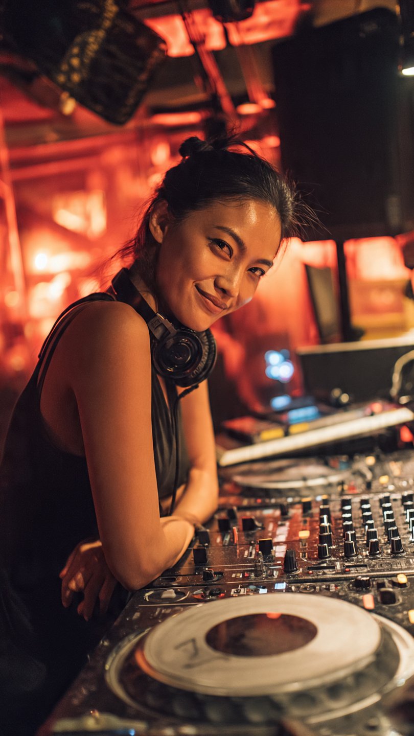 Filipina DJ and turntablist portrait