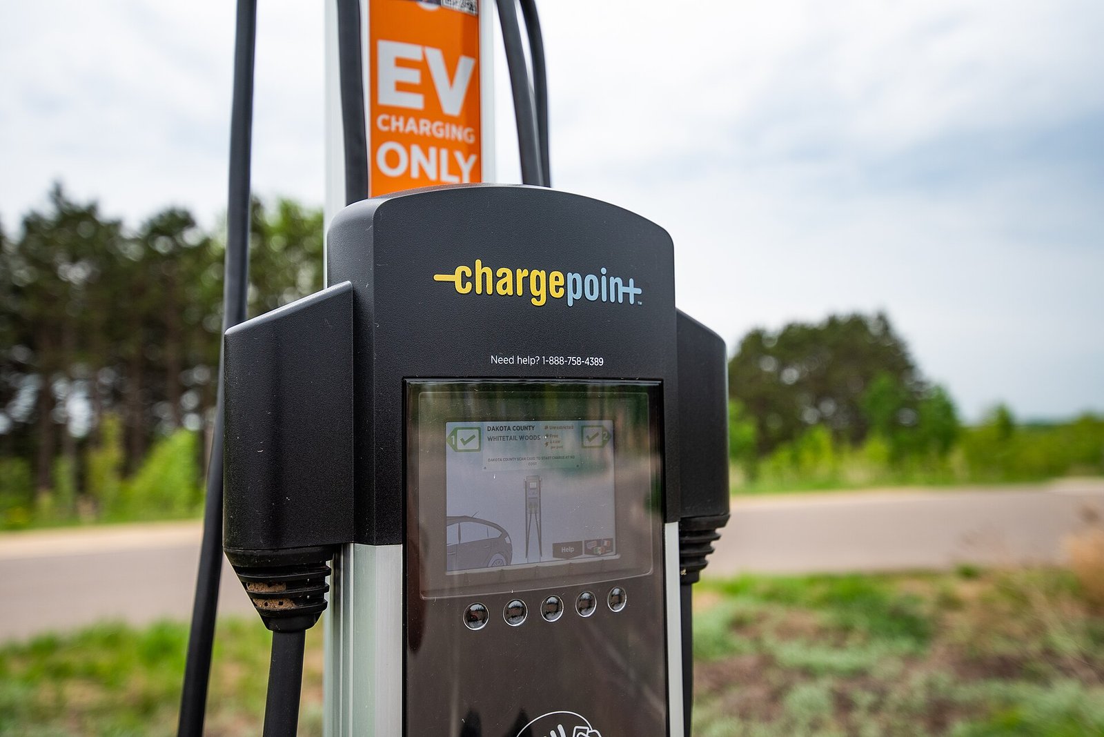 Electric vehicle charging station equipment for transport technology exhibits.