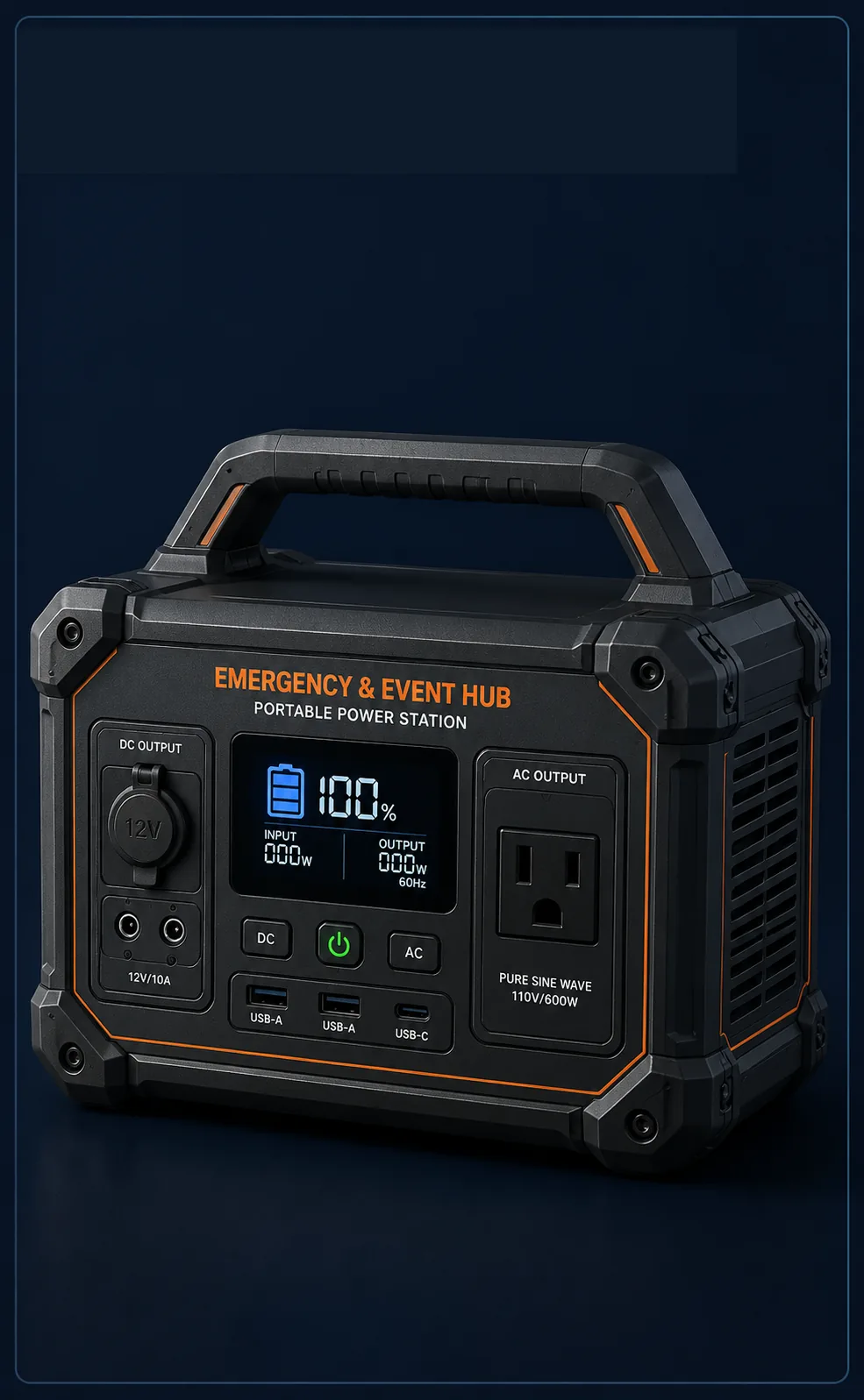 Emergency and Event Hub portable LiFePO₄ power station